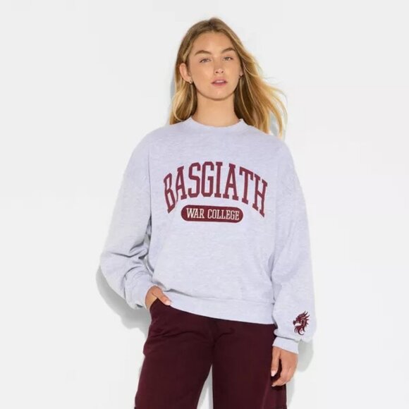 Empyrean Basgiath War College Graphic Sweatshirt Fourth Wing Gray S NWT - Picture 2 of 4